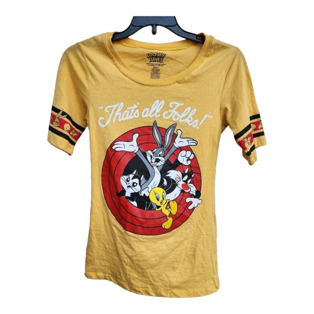 Looney Toons T-Shirt Unisex Kid's Yellow Short Sleeve Bugs Bunny Child's Size XS